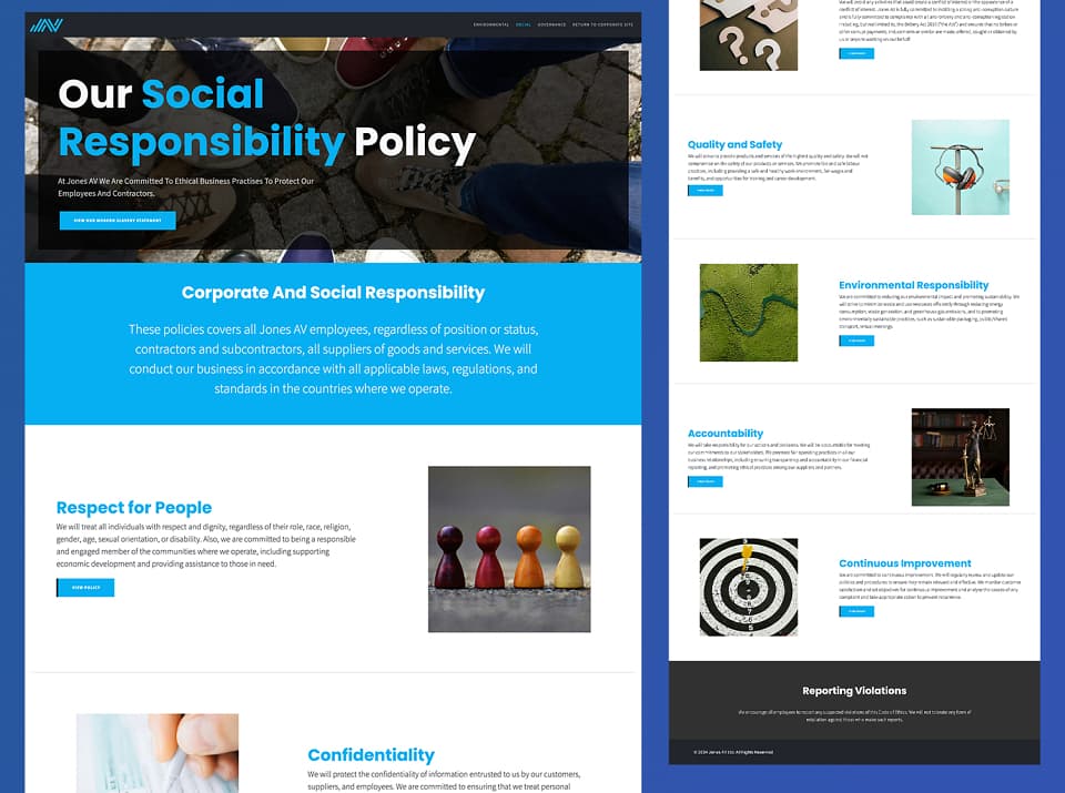 ESG Mini Site Page Overview